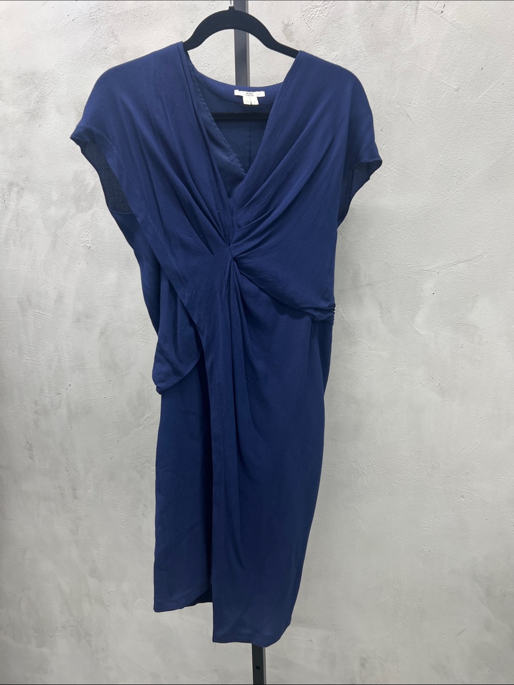 Helmut Lang Navy Twist-Front Midi Dress